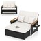 Wicker Outdoor Daybed with Folding Privacy Panels and Storage Ottoman
